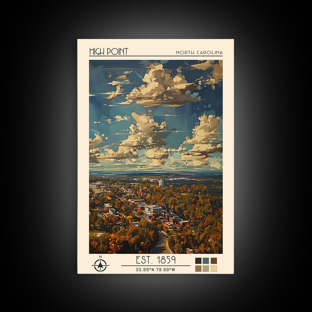 High Point Travel Poster, Canvas Print, Vintage Travel Print, City Wall Art, Living Room Wall Art, Vintage Posters, Gallery Wall Set