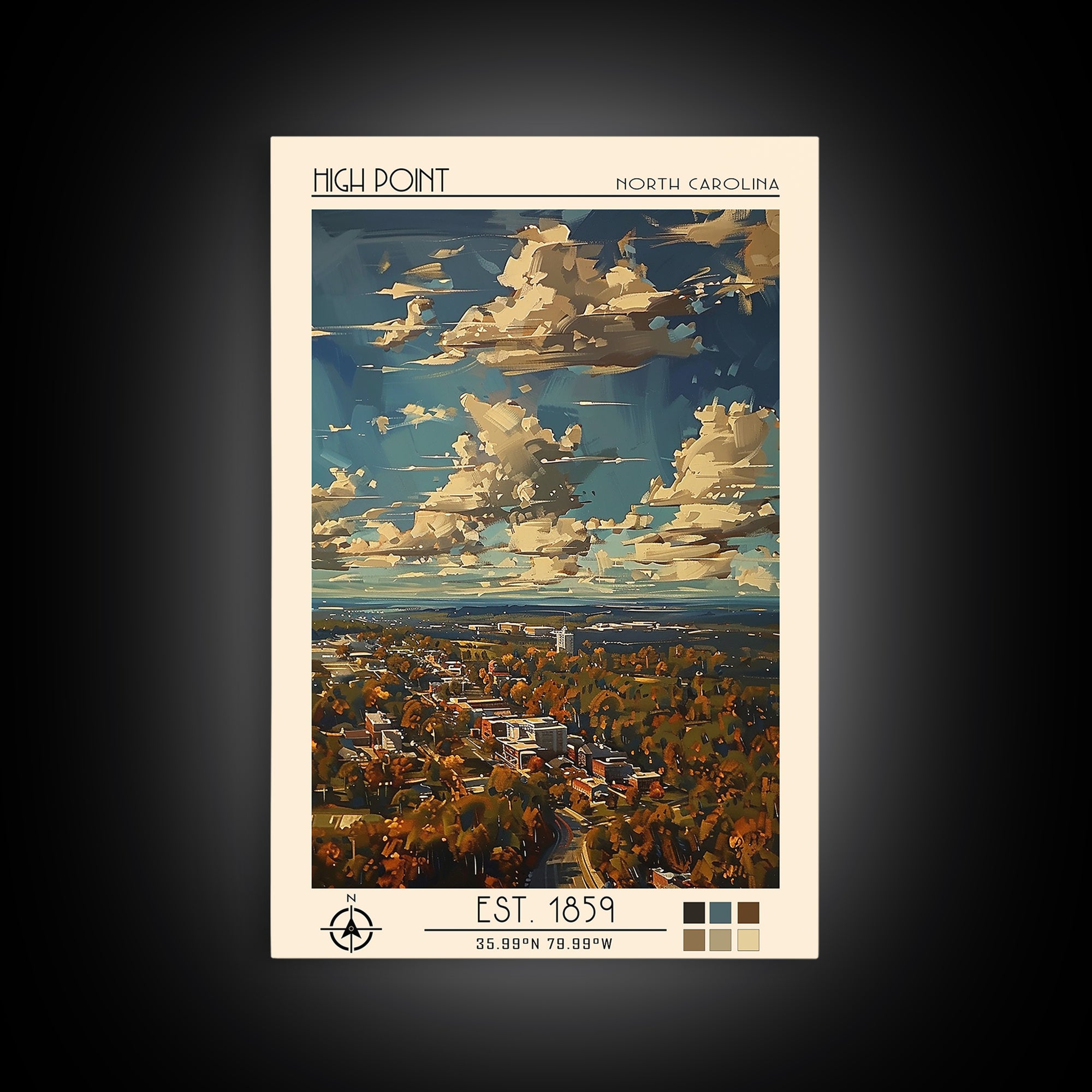 High Point Travel Poster, Canvas Print, Vintage Travel Print, City Wall Art, Living Room Wall Art, Vintage Posters, Gallery Wall Set
