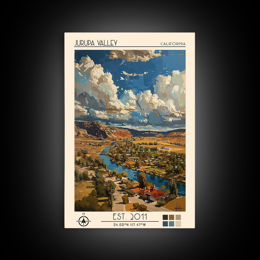 Jurupa Valley Travel Poster, Framed Canvas Print, City Travel Poster, Travel Wall Art, Fine Art Print, Colorful Wall Art, Poster Art