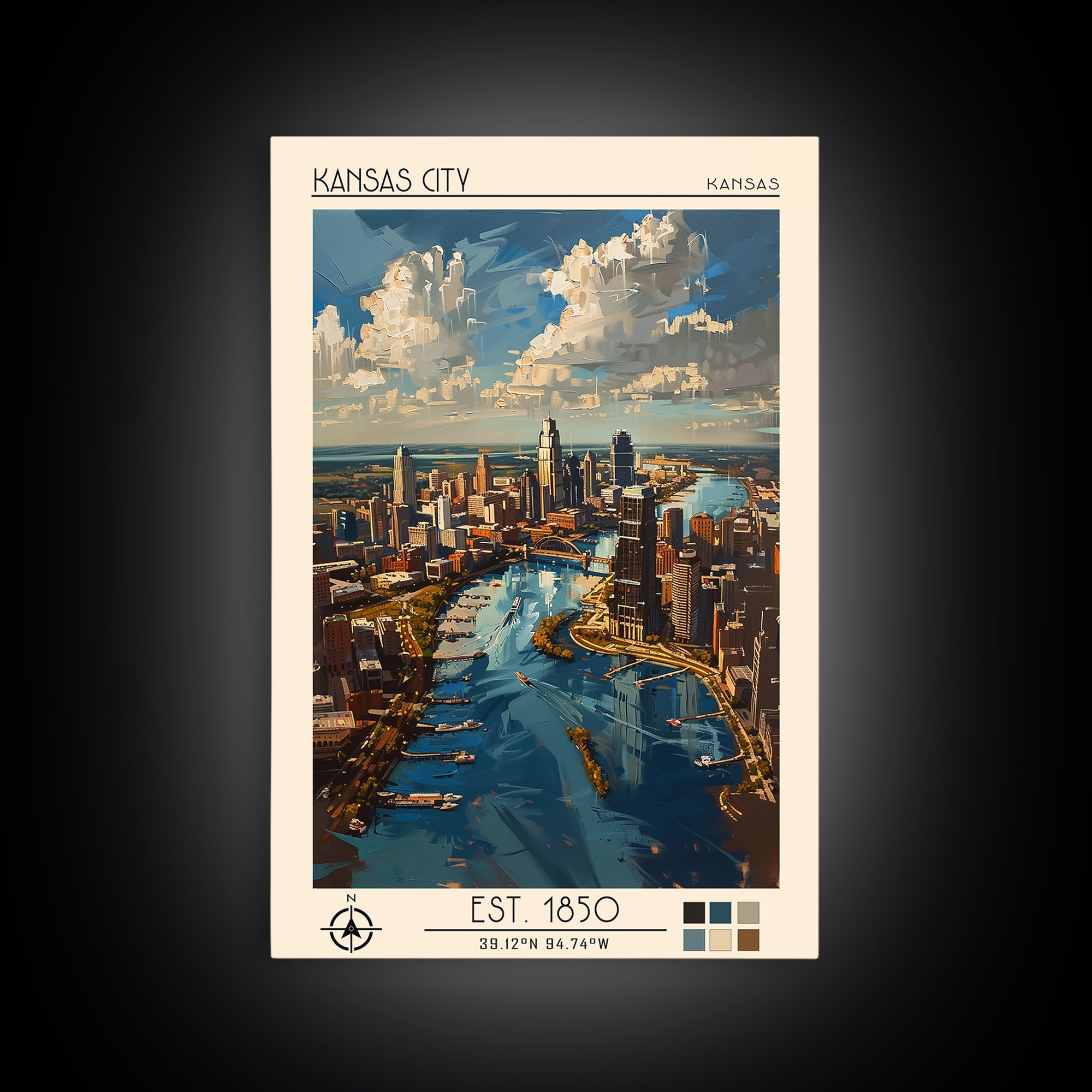 Kansas City Missouri Travel Poster, Canvas Print, Retro Travel Poster, City Wall Art, Vintage Posters, Landscape Art, Fine Art Print