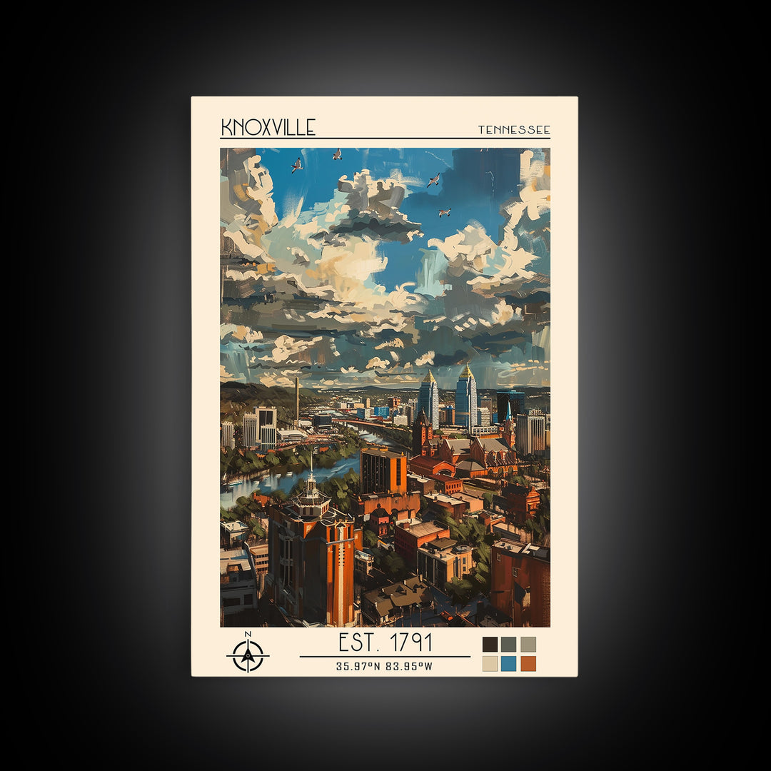 Knoxville Travel Poster, Canvas Print, Vintage Travel Print, City Wall Art, Poster Art, Poster Print, Vintage Travel, Fine Art Print
