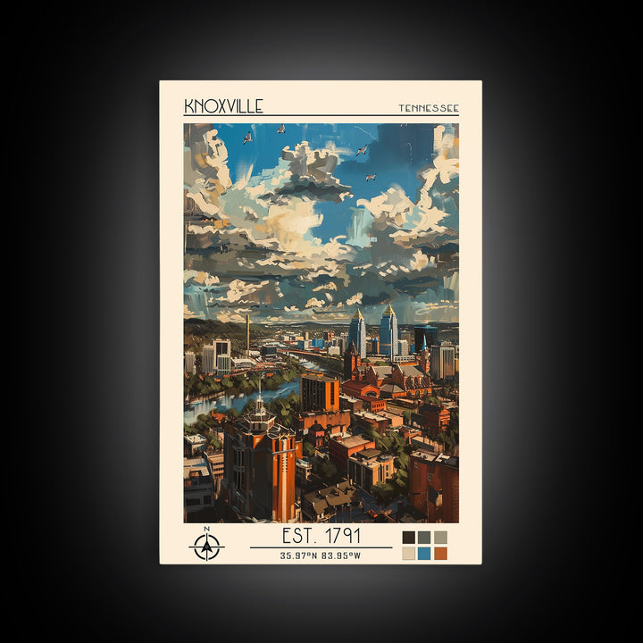 Knoxville Travel Poster, Canvas Print, Vintage Travel Print, City Wall Art, Poster Art, Poster Print, Vintage Travel, Fine Art Print
