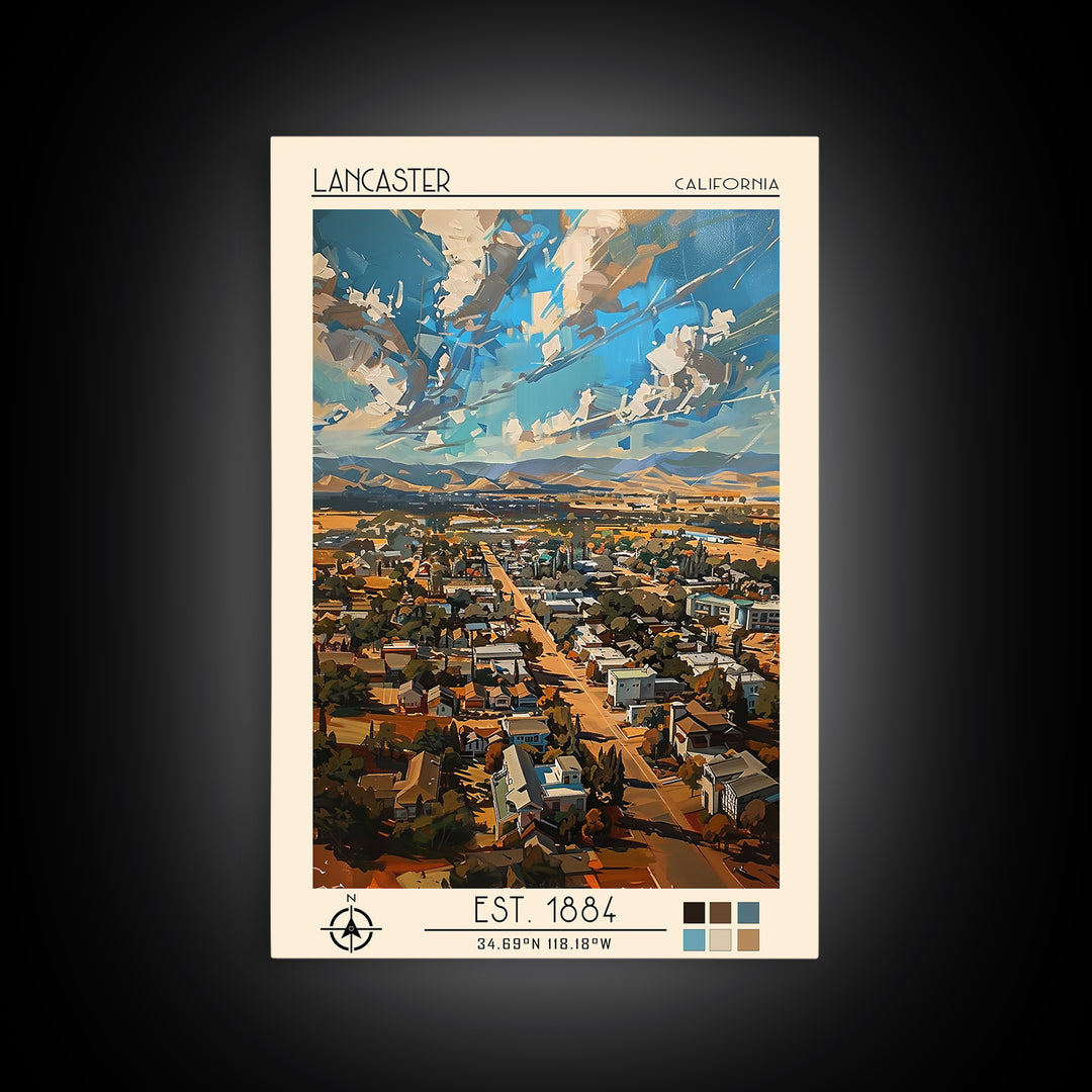 Lancaster Travel Poster, Canvas Print, Travel Wall Decor, Minimalist Poster, Poster Art, Retro Travel Print, Wall Art, Travel Prints