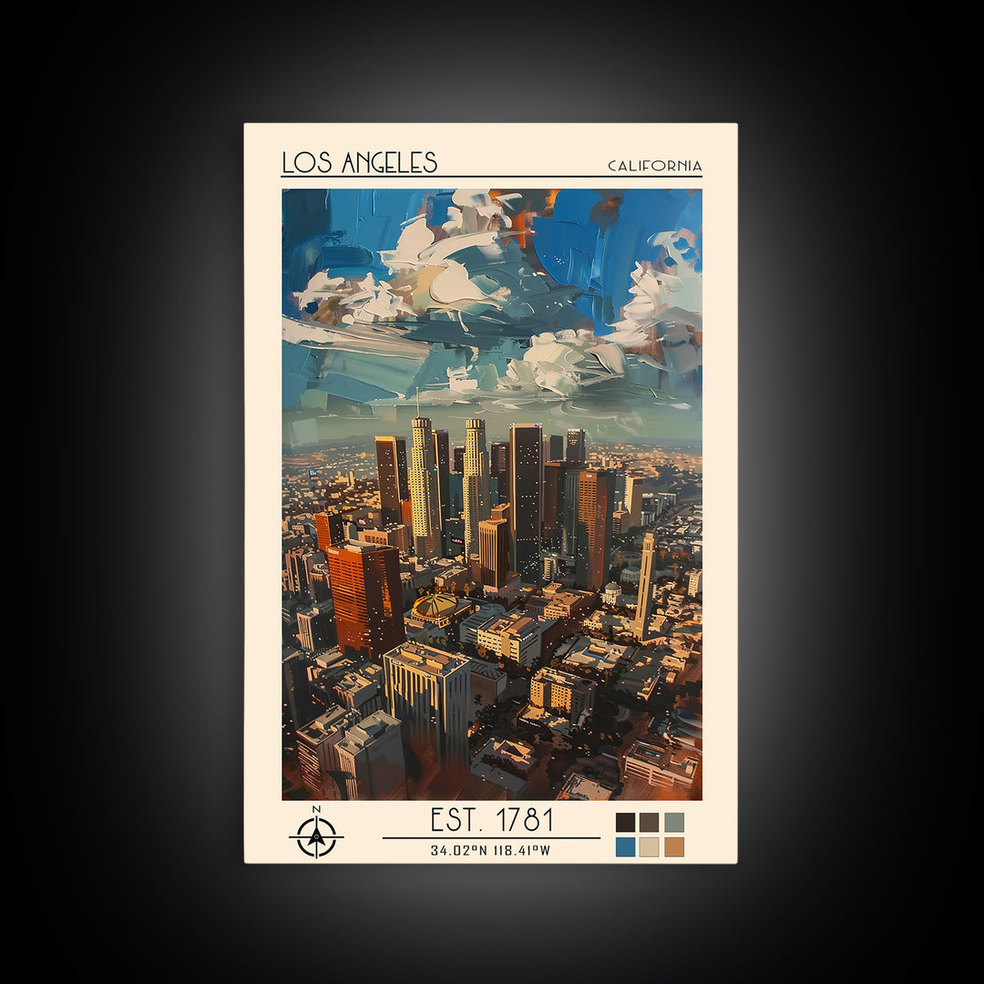 Los Angeles Travel Poster, Canvas Print, Retro Travel Poster, City Wall Art, Vintage Travel Art, Mid Century Wall Art, Travel Prints
