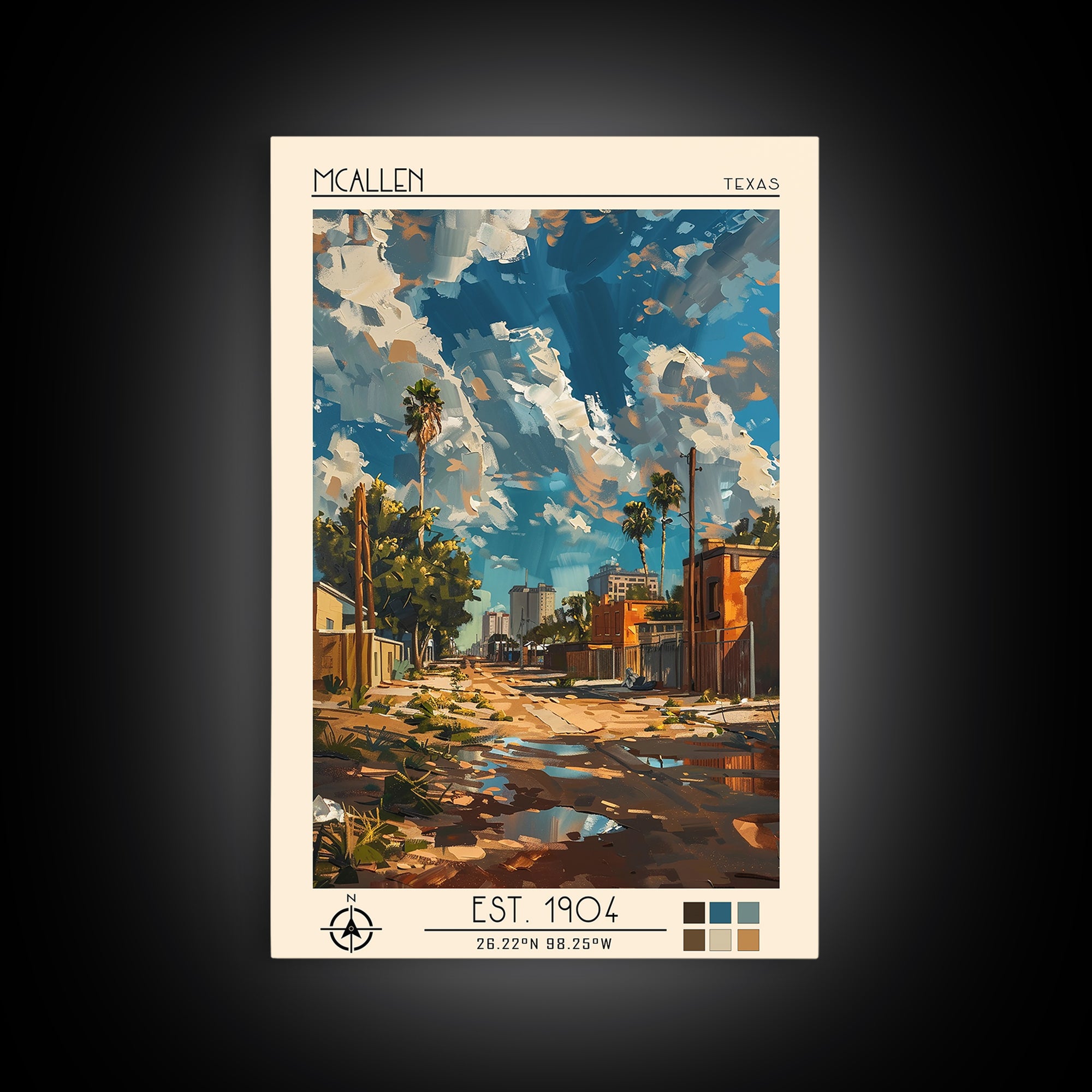 McAllen Travel Poster, Canvas Print, Retro Travel Poster, City Wall Art, City Travel Poster, Mid Century Wall Art, City Illustration