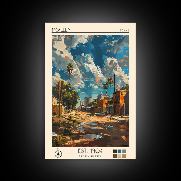 McAllen Travel Poster, Canvas Print, Retro Travel Poster, City Wall Art, City Travel Poster, Mid Century Wall Art, City Illustration