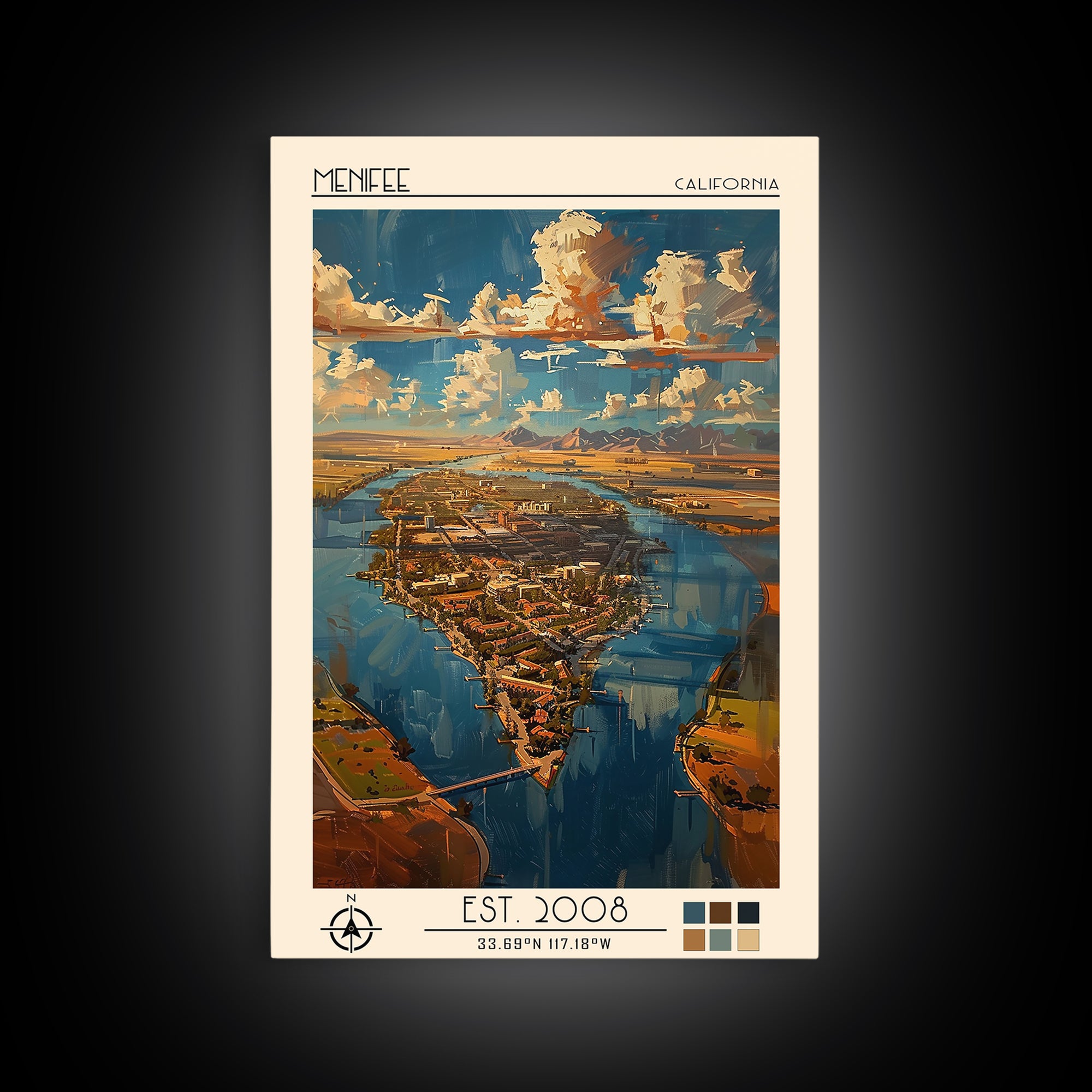 Menifee Travel Poster, Canvas Print, Travel Wall Decor, Minimalist Poster, City Wall Art, Poster Print, Modern Wall Decor, Art Print
