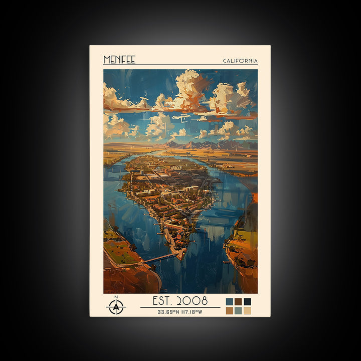 Menifee Travel Poster, Canvas Print, Travel Wall Decor, Minimalist Poster, City Wall Art, Poster Print, Modern Wall Decor, Art Print
