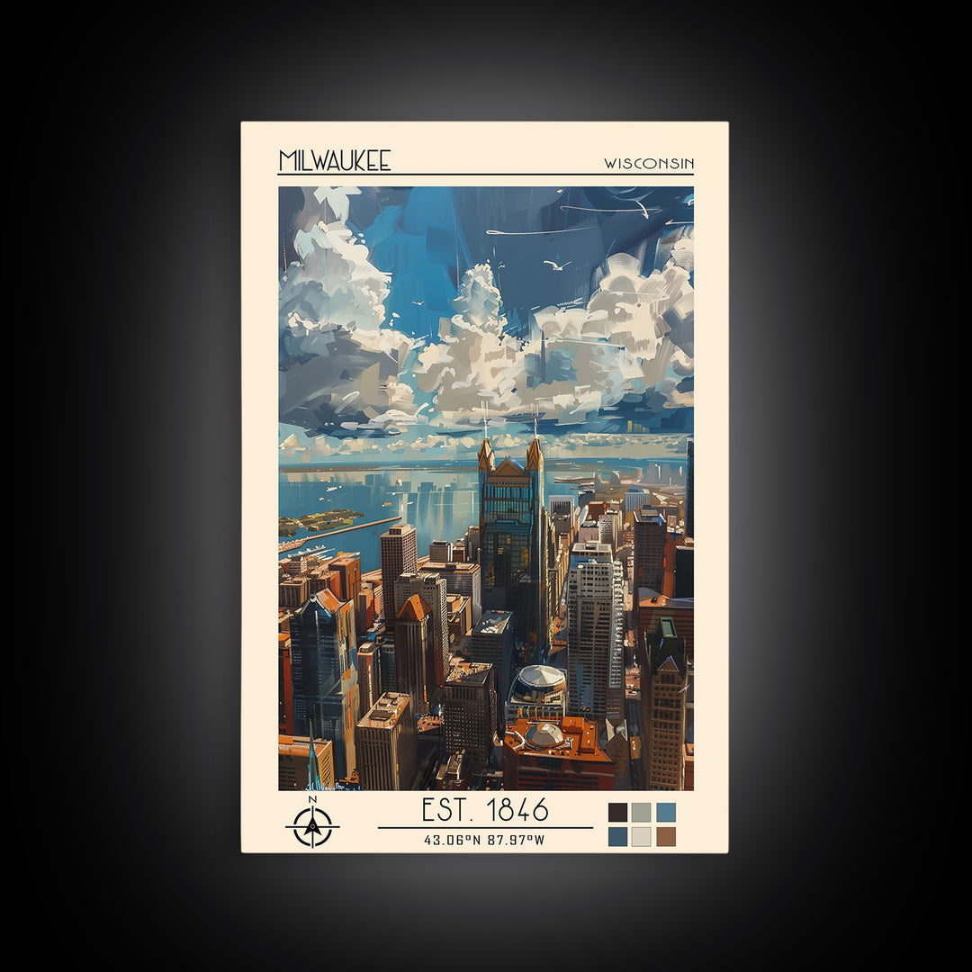 Milwaukee Travel Poster, Canvas Print, Travel Wall Art, City Wall Art, Vintage Travel Print, Retro Travel Print, Retro Travel Poster