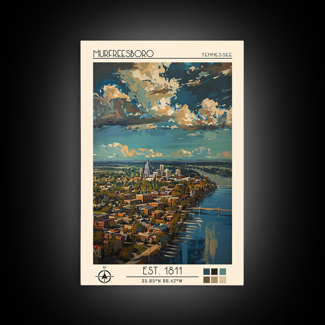 Murfreesboro Travel Poster, Canvas Print, Poster Print, Travel Wall Art, Vintage Travel Art, Living Room Wall Art, City Illustration