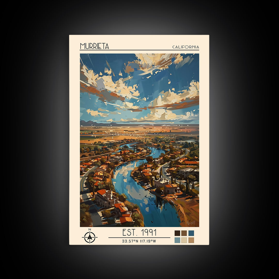 Murrieta Travel Poster, Canvas Print, Retro Wall Art, Travel Print, City Illustration, City Travel Poster, Art Print, Vintage Poster