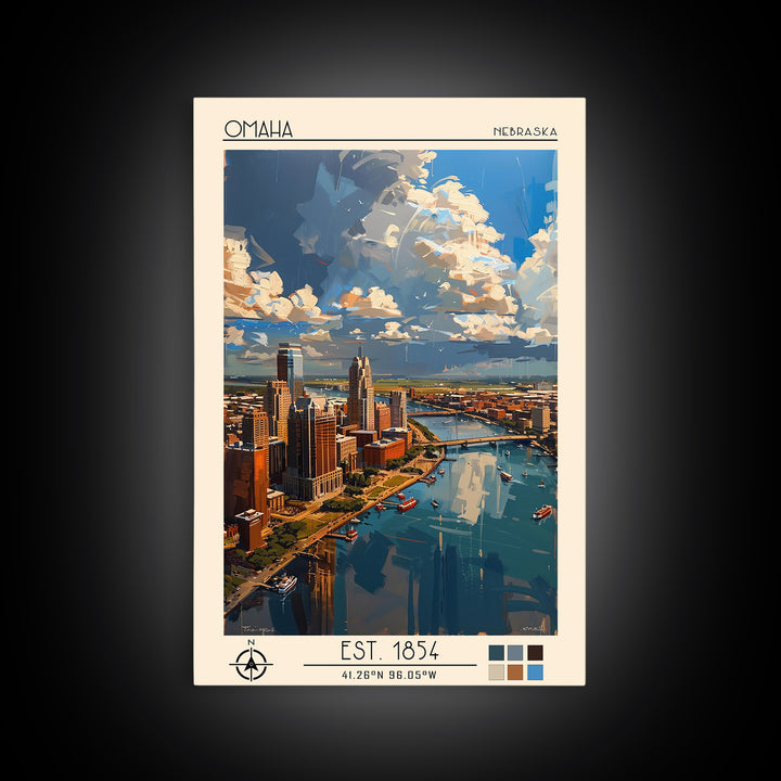 Omaha Travel Poster, Canvas Print, City Art Print, Travel Wall Art, Poster Print, Vintage Posters, City Travel Poster, Landscape Art