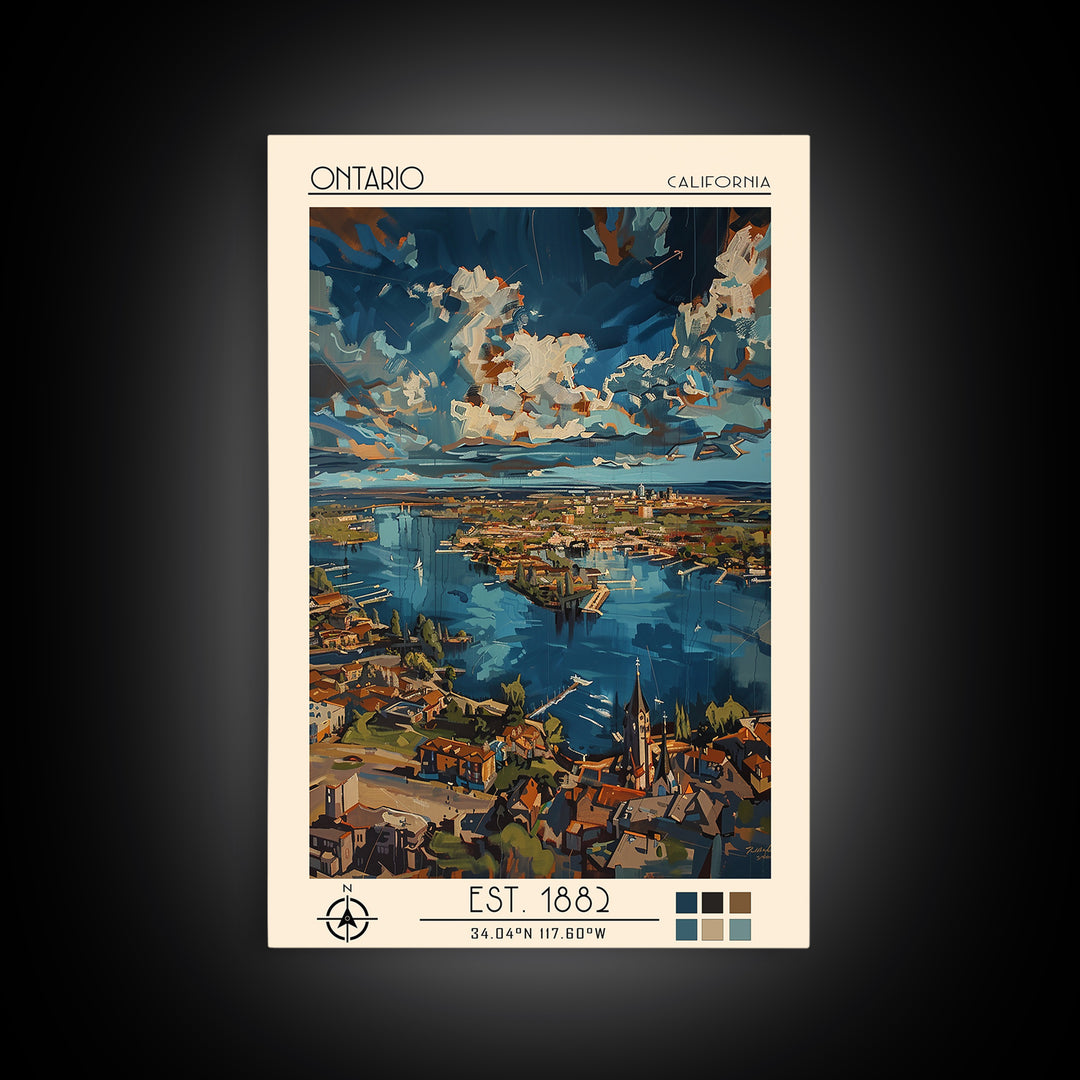 Ontario Travel Poster, Framed Canvas Print, Poster Print, Travel Wall Art, Art Print, Wall Art, Travel Wall Decor, City Illustration