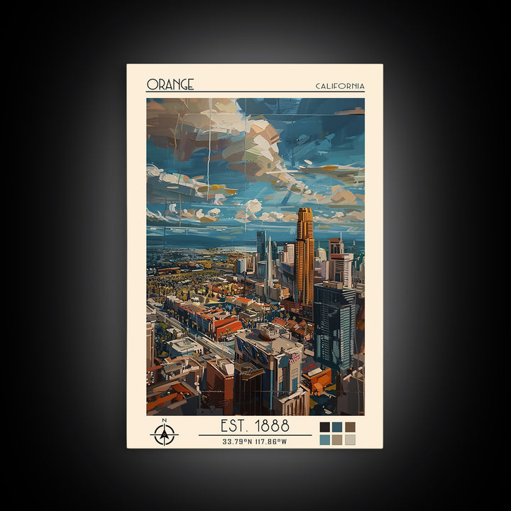 Orange Travel Poster, Canvas Print, Retro Travel Poster, City Wall Art, Vintage Travel, Travel Wall Art, Landscape Art, Poster Print