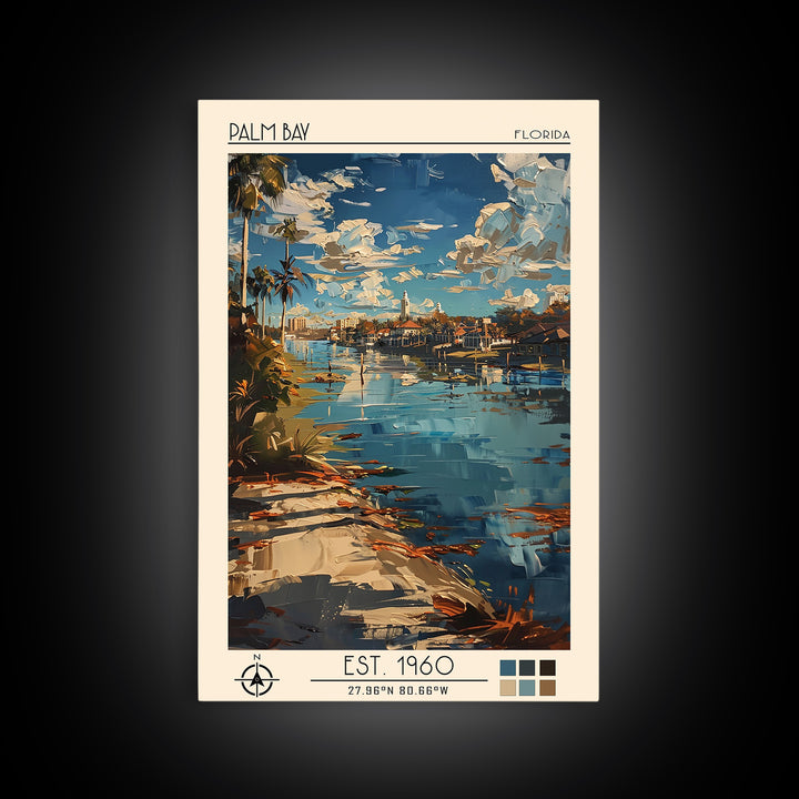 Palm Bay Travel Poster, Canvas Print, City Art Print, Travel Wall Art, Travel Prints, Minimalist Poster, Poster Art, Wanderlust Gift