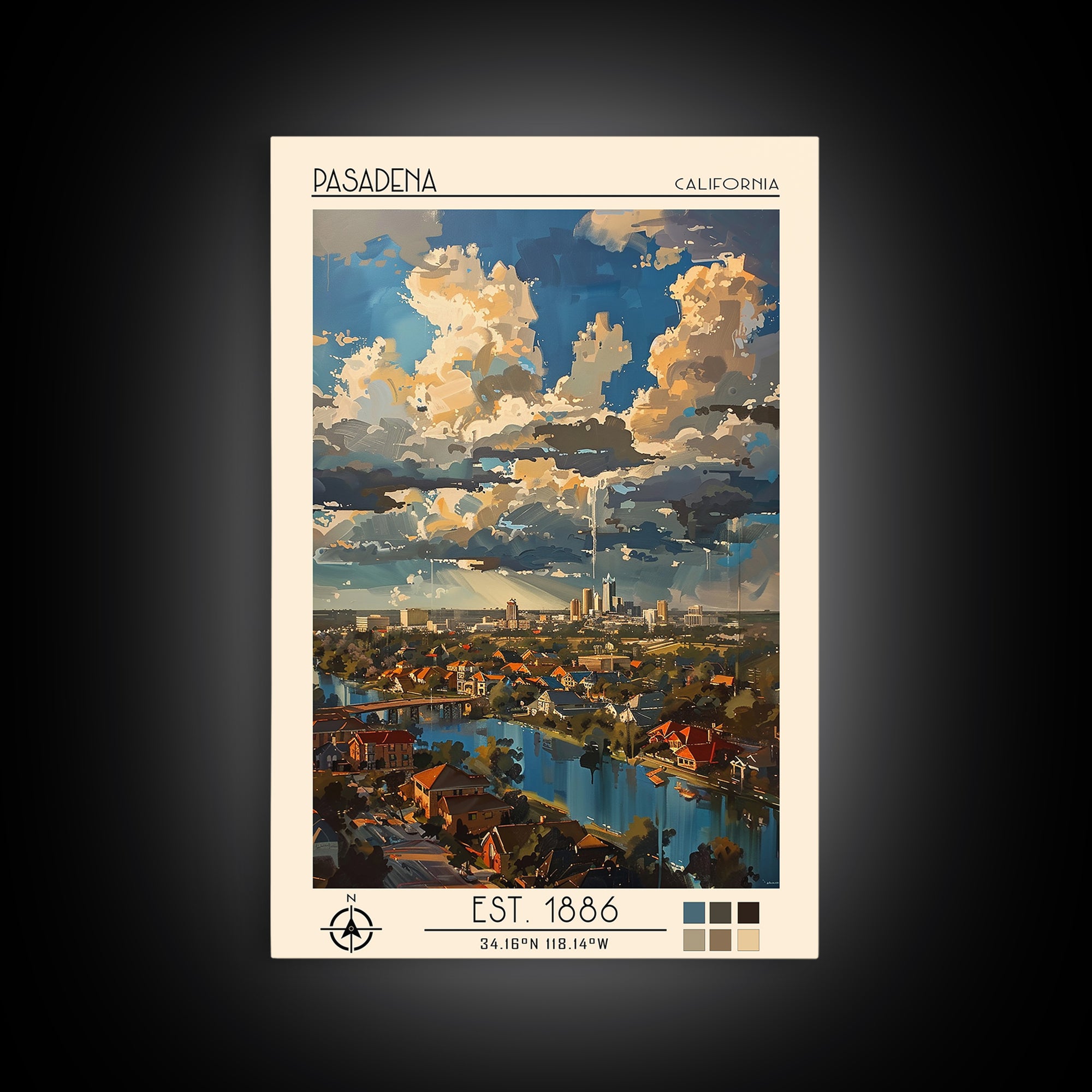 Pasadena Texas Travel Poster, Framed Canvas Print, Poster Print, Travel Wall Art, Retro Travel Poster, Art Print, City Travel Poster