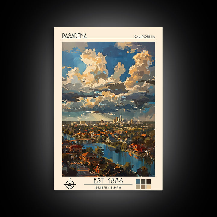 Pasadena Texas Travel Poster, Framed Canvas Print, Poster Print, Travel Wall Art, Retro Travel Poster, Art Print, City Travel Poster