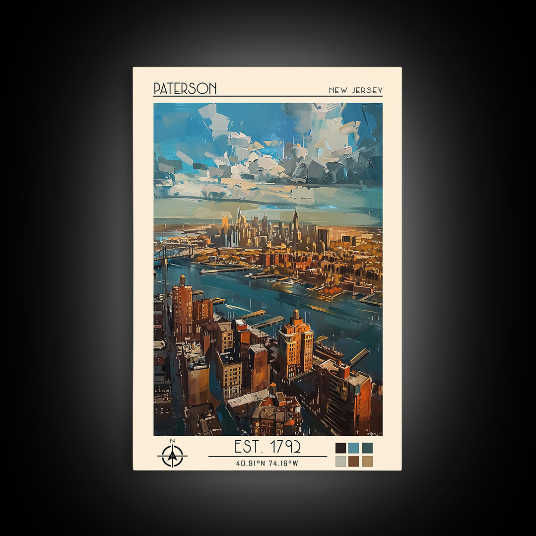 Paterson Travel Poster, Canvas Print, Travel Prints, Landscape Art, Travel Art Print, Gallery Wall Set, City Art Print, Poster Print