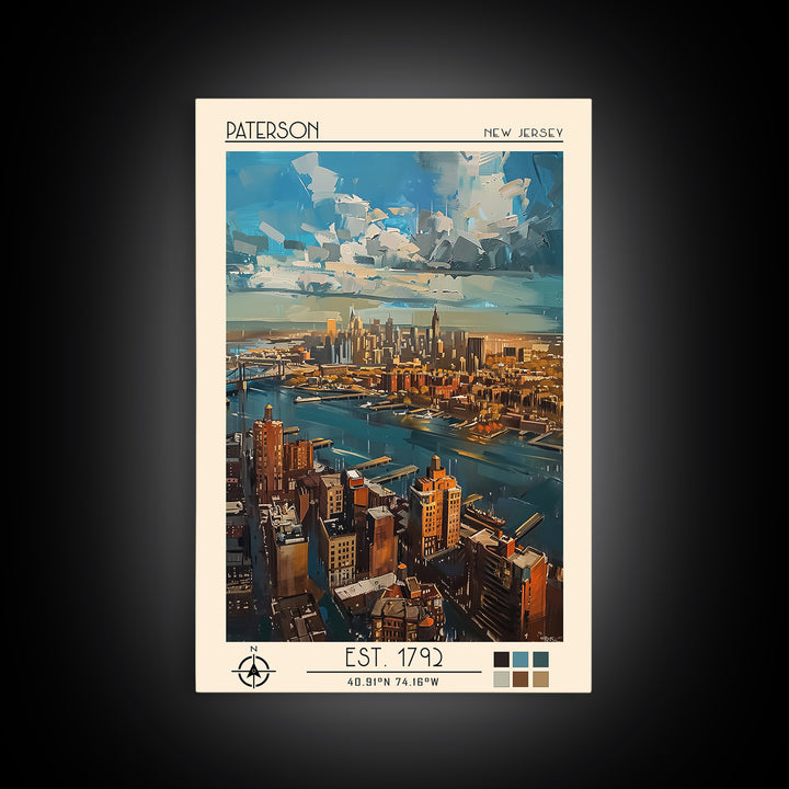 Paterson Travel Poster, Canvas Print, Travel Prints, Landscape Art, Travel Art Print, Gallery Wall Set, City Art Print, Poster Print