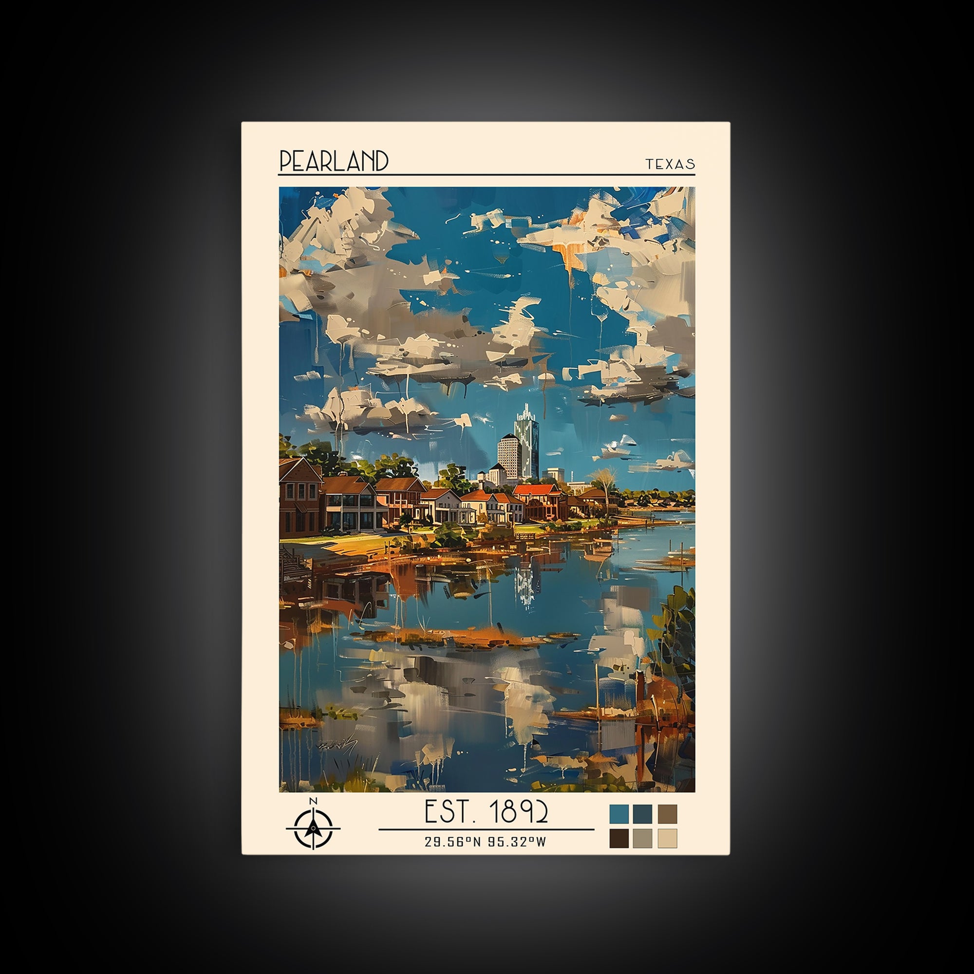 Pearland Travel Poster, Framed Canvas Print, City Travel Poster, Vintage City Poster, Vintage Poster, Travel Wall Art, Travel Prints