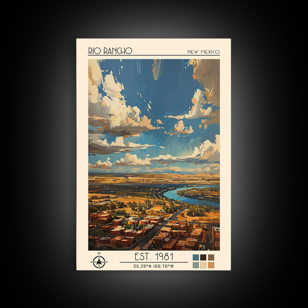 Rio Rancho Travel Poster, Framed Canvas Print, Travel Wall Decor, Minimalist Poster, Landscape Art, Travel Decor, City Travel Poster