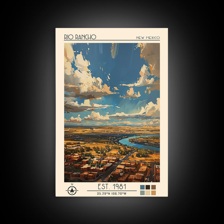 Rio Rancho Travel Poster, Framed Canvas Print, Travel Wall Decor, Minimalist Poster, Landscape Art, Travel Decor, City Travel Poster