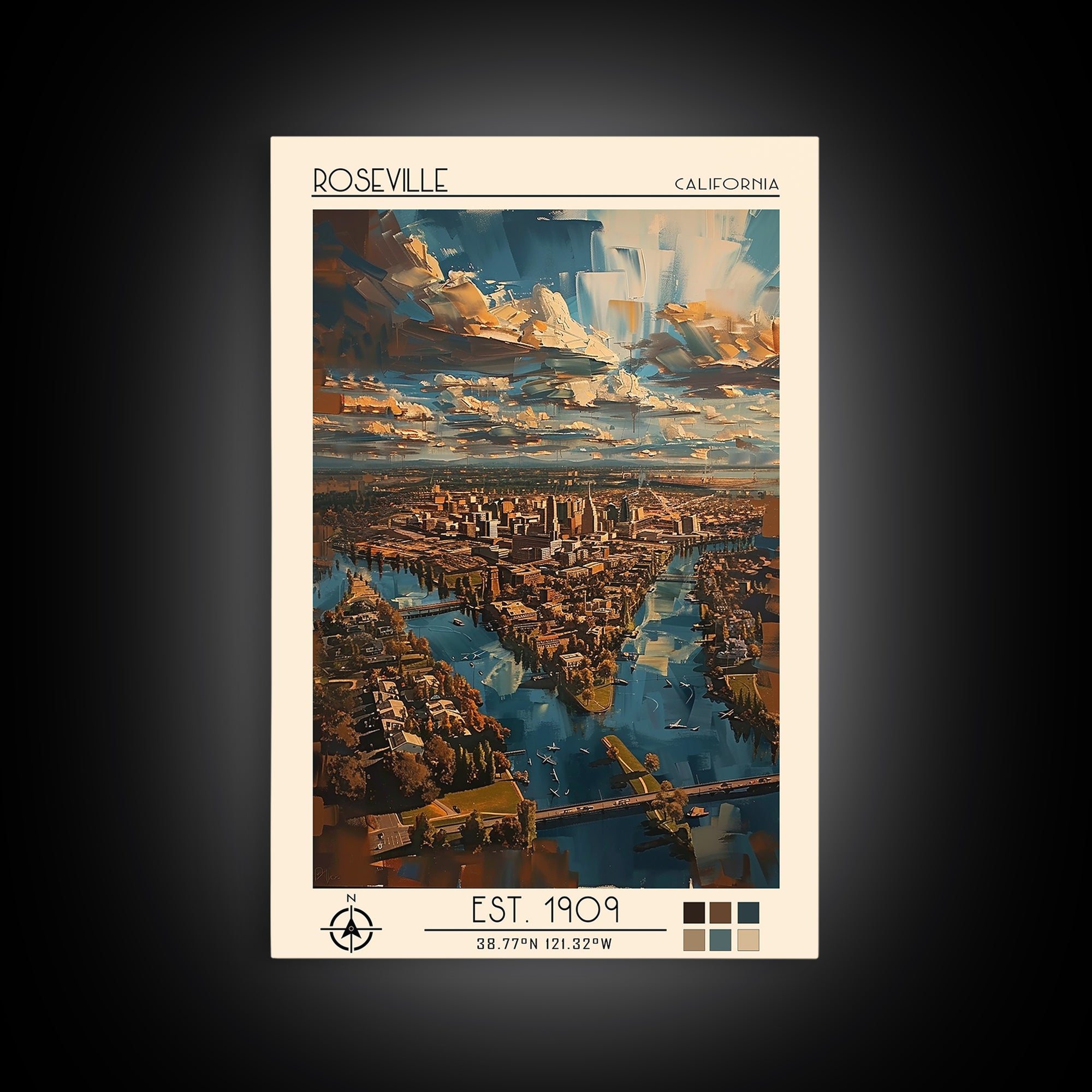 Roseville Travel Poster, Canvas Print, City Art Print, Travel Wall Art, Mid Century Wall Art, Travel Posters, Wall Art, Travel Print