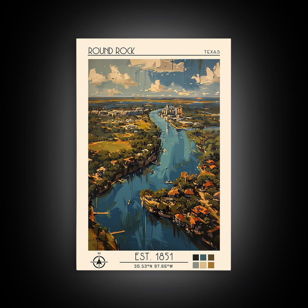Round Rock Travel Poster, Canvas Print, Travel Prints, Landscape Art, Colorful Wall Art, Poster Print, Poster Art, Travel Wall Decor