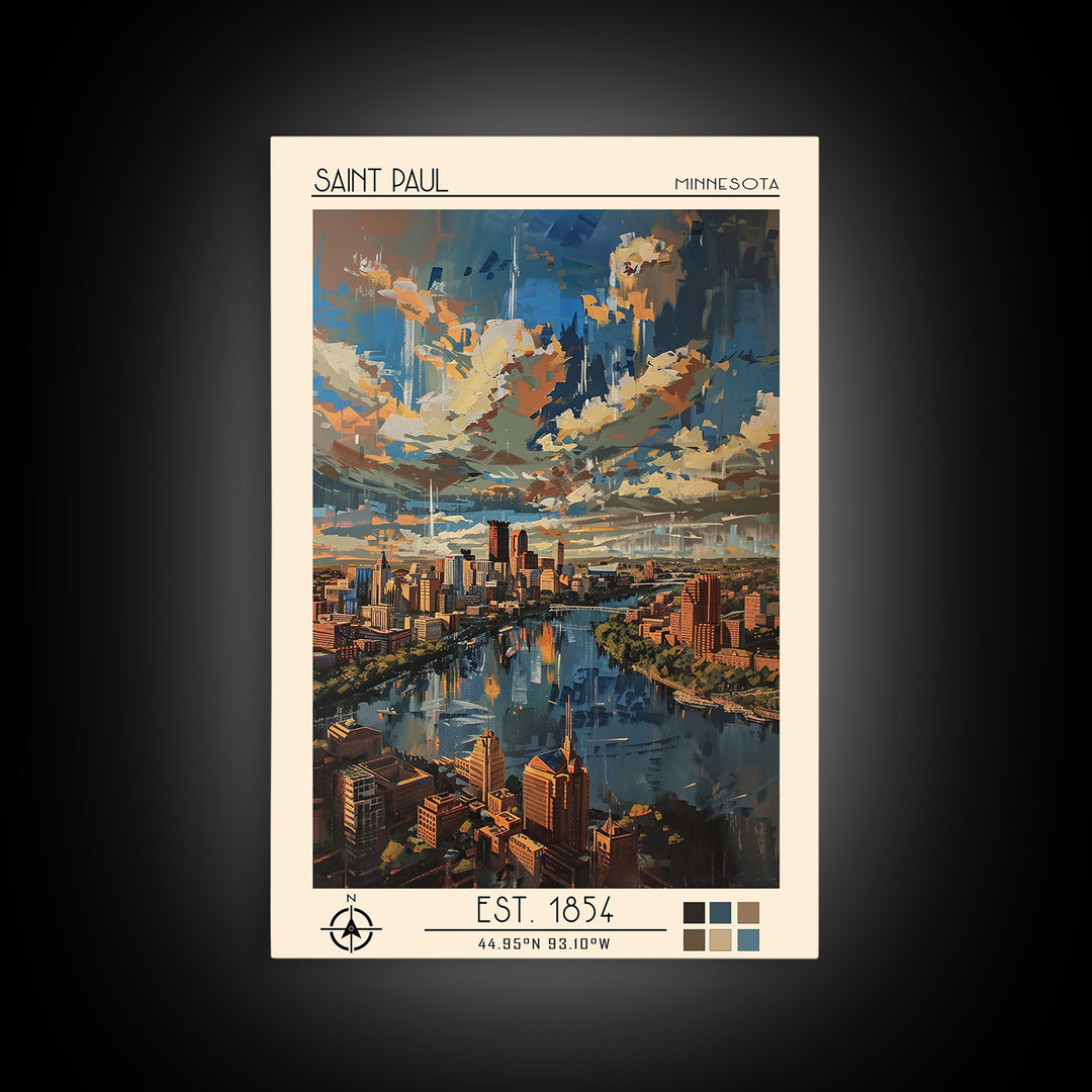Saint Paul Travel Poster, Canvas Print, Retro Travel Poster, City Wall Art, Watercolor Cityscape, Minimalist Poster, Wanderlust Gift