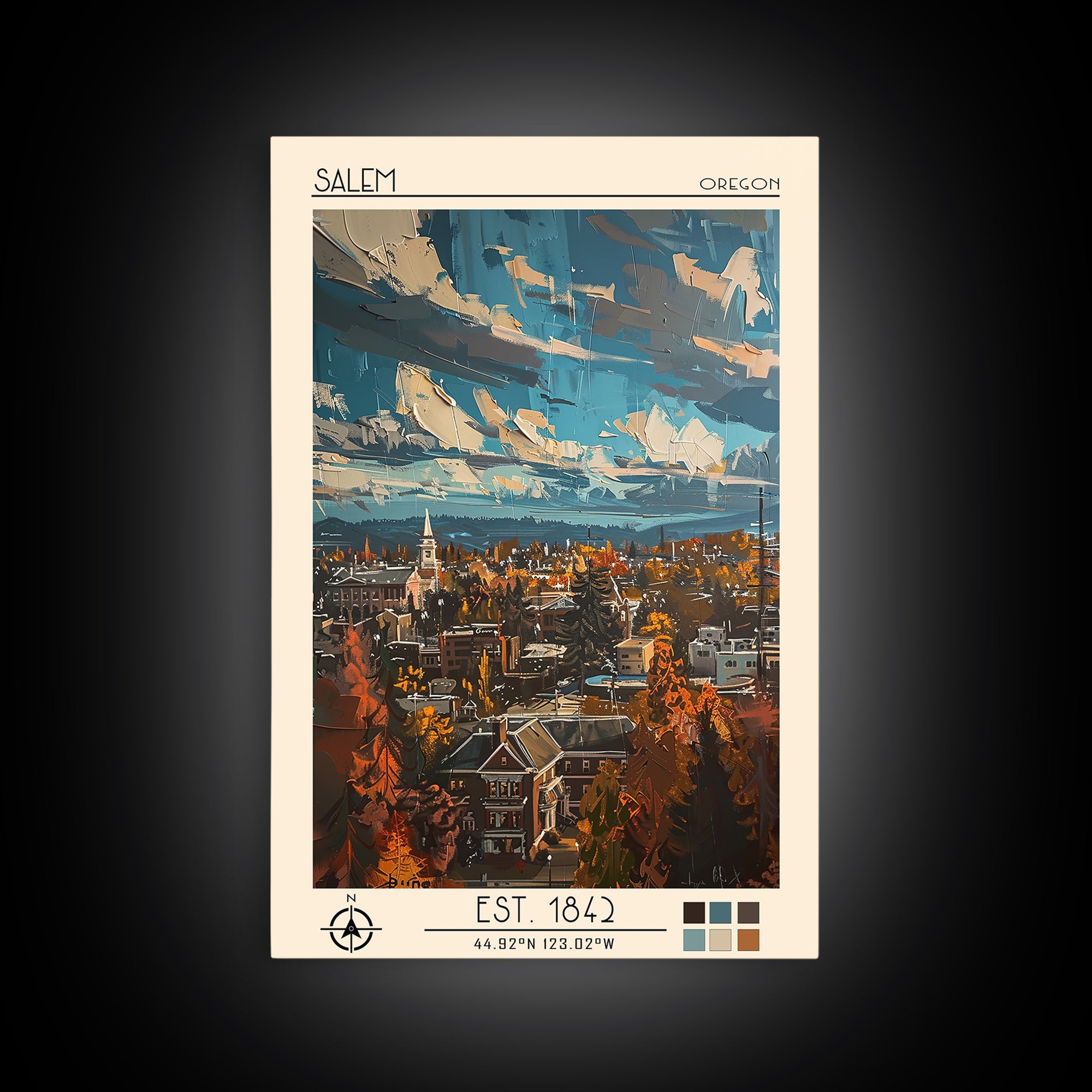 Salem Travel Poster, Canvas Print, City Travel Poster, Travel Wall Art, Living Room Wall Art, Gallery Wall Set, Vintage Travel Print