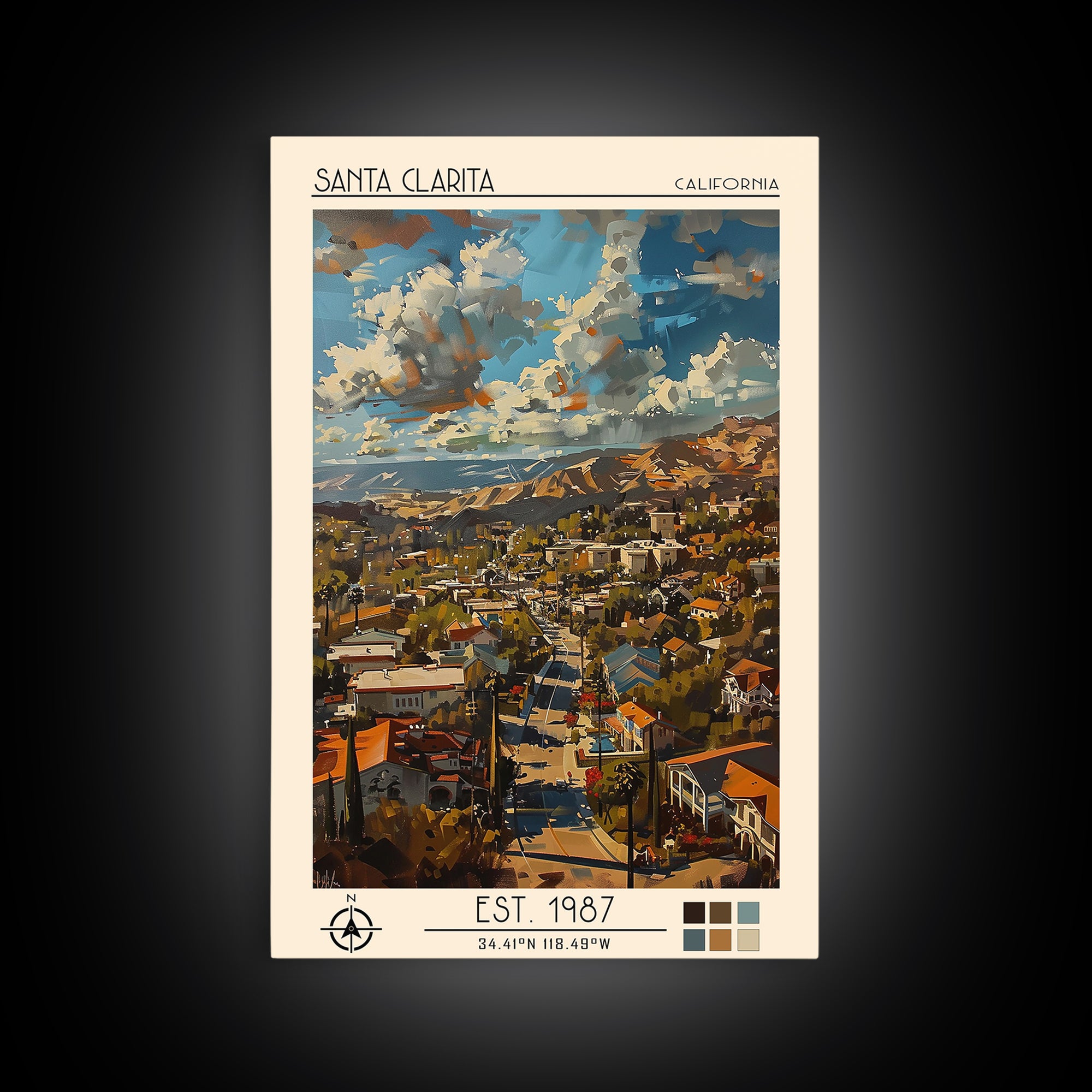 Santa Clarita Travel Poster, Canvas Print, City Travel Poster, Vintage City Poster, City Wall Art, Minimalist Poster, Travel Posters