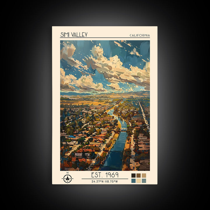 Simi Valley Travel Poster, Framed Canvas Print, City Art Print, Travel Wall Art, Living Room Wall Art, Retro Travel Poster, Wall Art