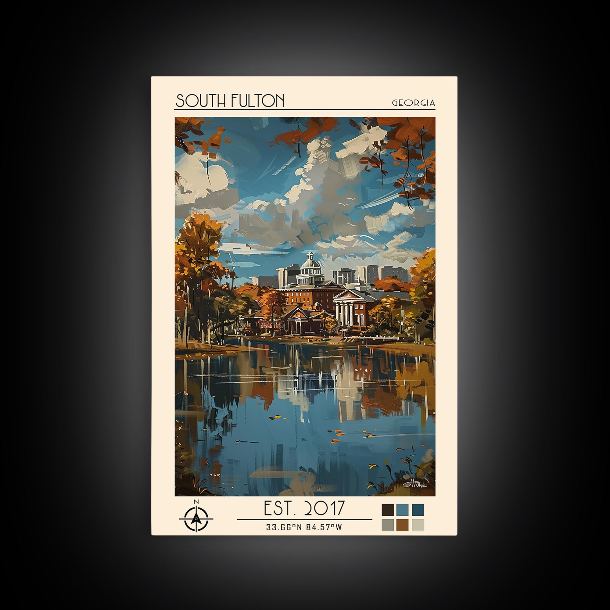 South Fulton Travel Poster, Framed Canvas Print, Retro Travel Poster, City Wall Art, Retro Travel Print, Wanderlust Gift, Poster Art