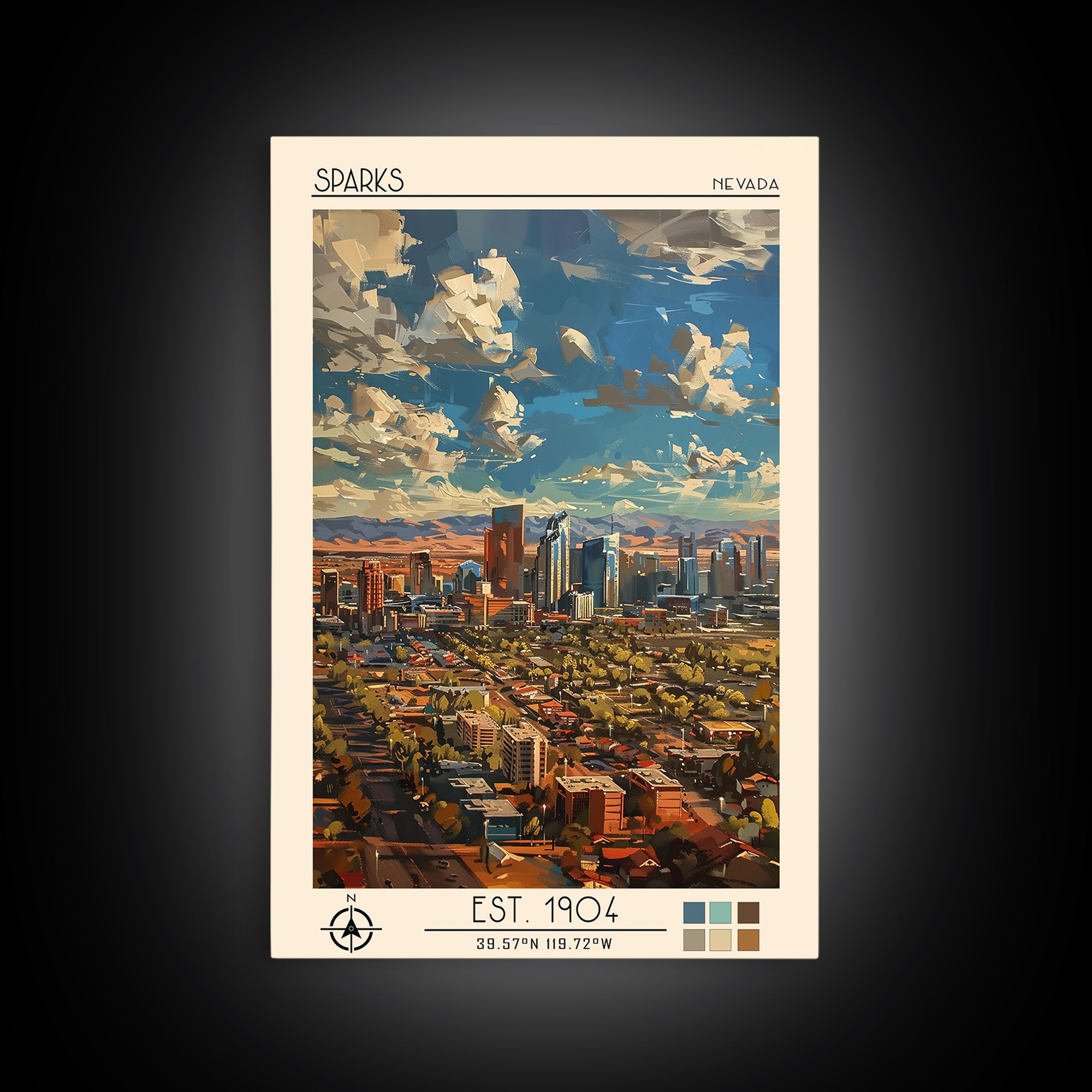 Sparks Travel Poster, Framed Canvas Print, City Travel Poster, Vintage City Poster, Poster Art, Retro Travel Poster, Wanderlust Gift