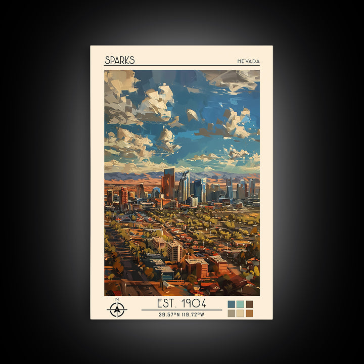 Sparks Travel Poster, Framed Canvas Print, City Travel Poster, Vintage City Poster, Poster Art, Retro Travel Poster, Wanderlust Gift