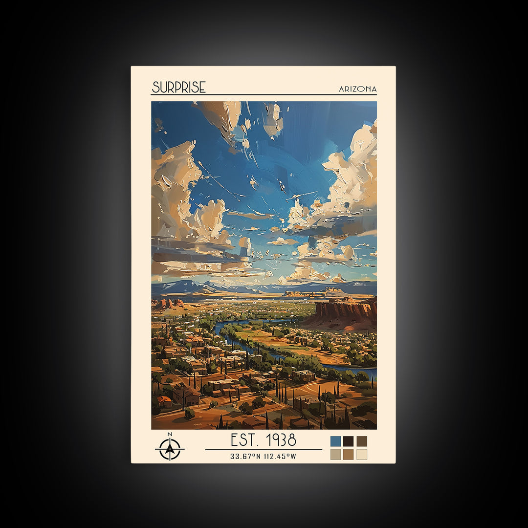 Surprise Travel Poster, Canvas Print, Travel Prints, Landscape Art, Vintage City Poster, Travel Print, Wall Art, Retro Travel Poster