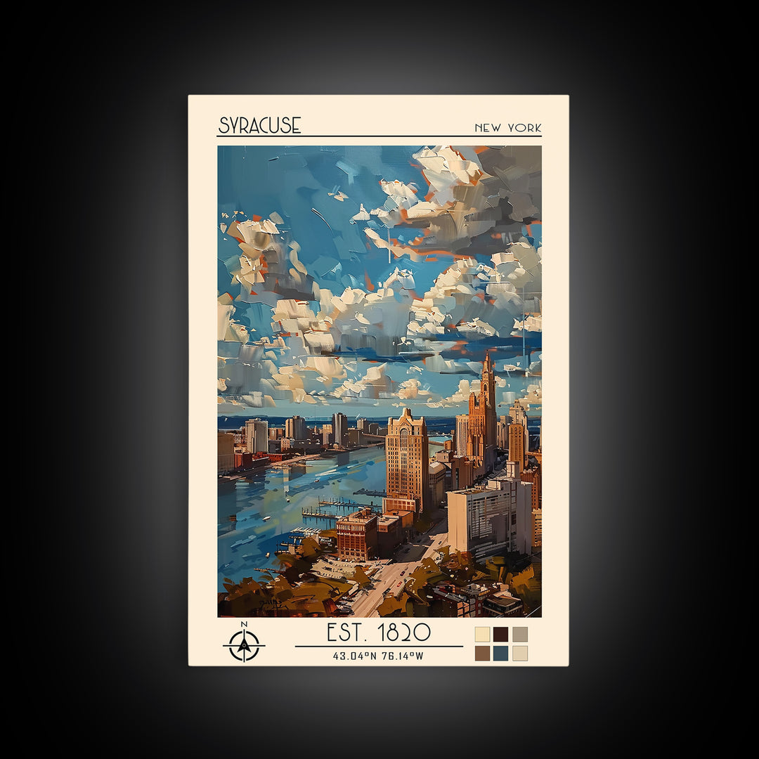 Syracuse Travel Poster, Framed Canvas Print, Vintage Travel Print, City Wall Art, Travel Print, Vintage Travel, Living Room Wall Art