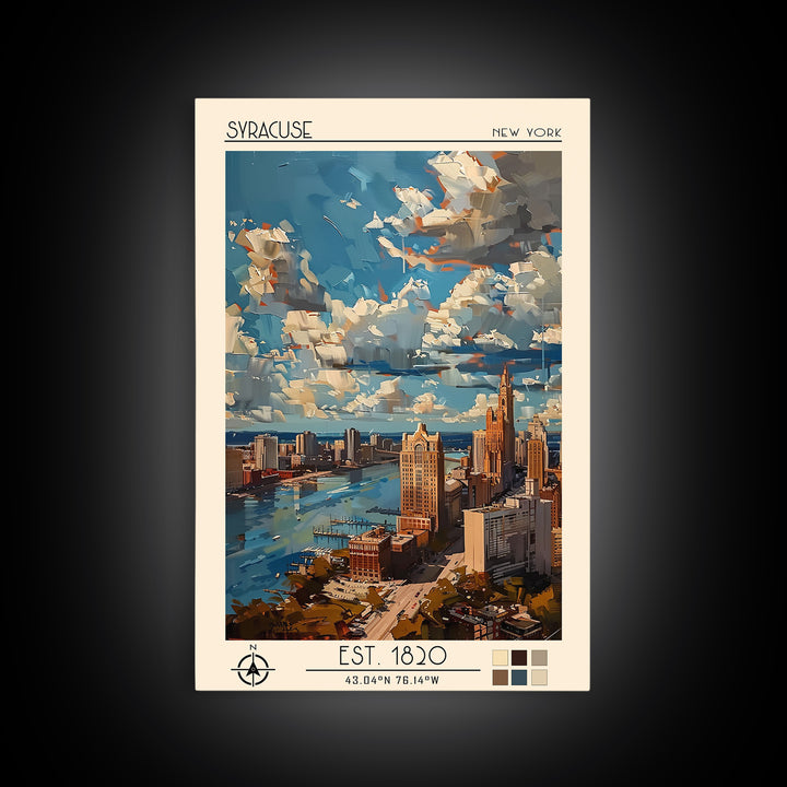 Syracuse Travel Poster, Framed Canvas Print, Vintage Travel Print, City Wall Art, Travel Print, Vintage Travel, Living Room Wall Art