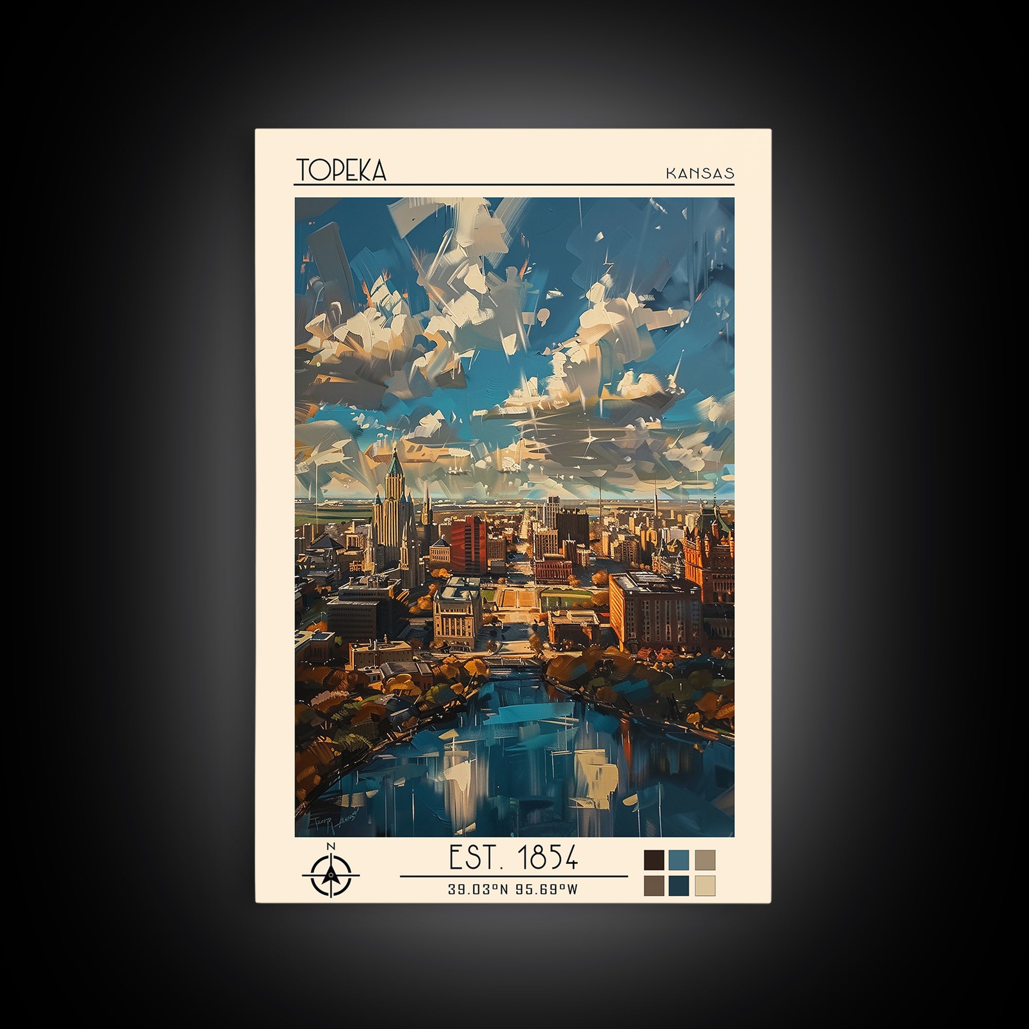 Topeka Travel Poster, Framed Canvas Print, City Travel Poster, Travel Wall Decor, Fine Art Print, Poster Art, Wall Art, Travel Print