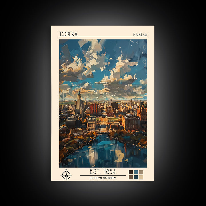 Topeka Travel Poster, Framed Canvas Print, City Travel Poster, Travel Wall Decor, Fine Art Print, Poster Art, Wall Art, Travel Print