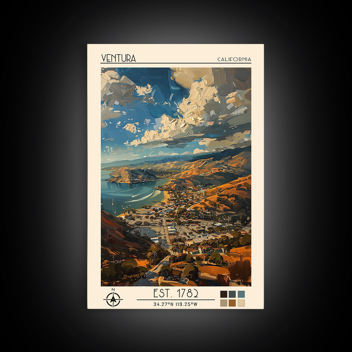 Ventura Travel Poster, Canvas Print, Travel Wall Decor, Minimalist Poster, Travel Art Print, Home Office Decor, Living Room Wall Art