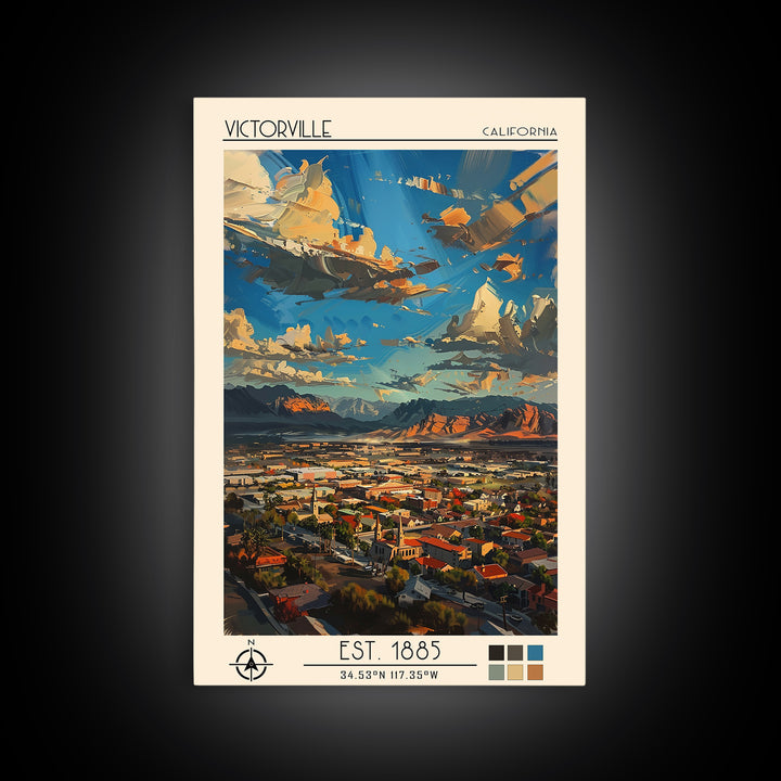 Victorville Travel Poster, Canvas Print, Poster Print, Travel Wall Art, Vintage Travel Art, Living Room Wall Art, City Travel Poster
