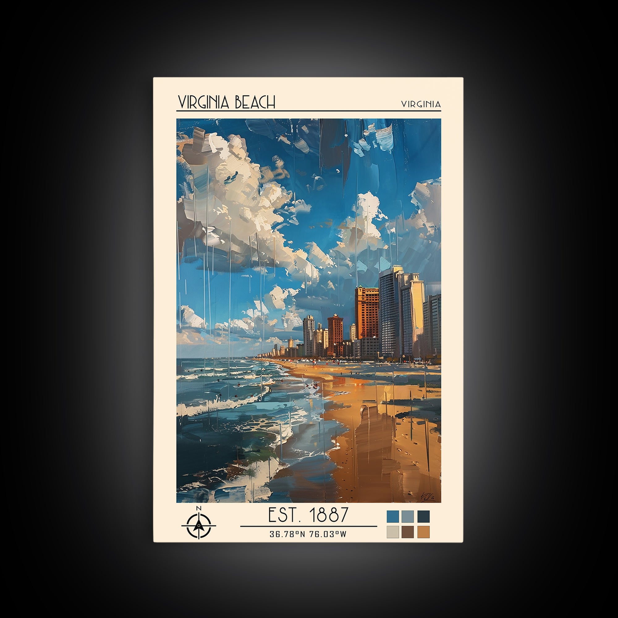 Virginia Beach Travel Poster, Canvas Print, City Art Print, Travel Wall Art, Vintage Poster, City Travel Poster, Vintage City Poster