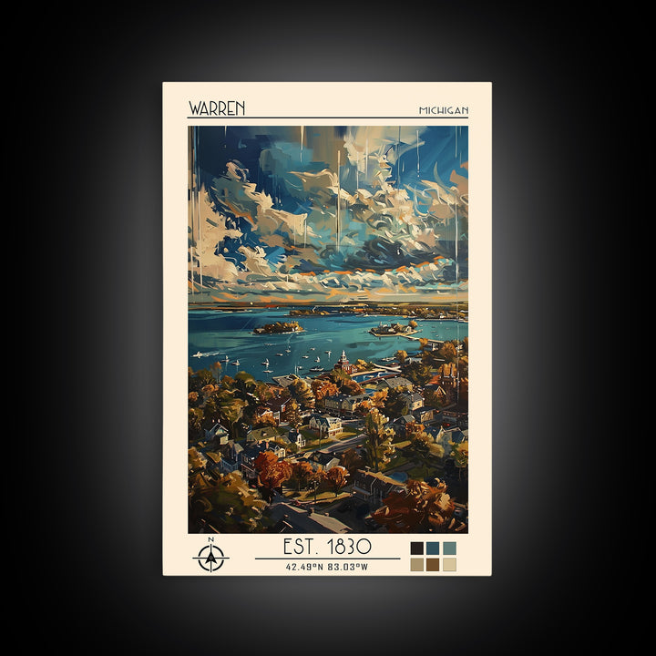 Warren Travel Poster, Framed Canvas Print, Retro Wall Art, Travel Print, Poster Art, Wanderlust Gift, Travel Decor, Gallery Wall Set