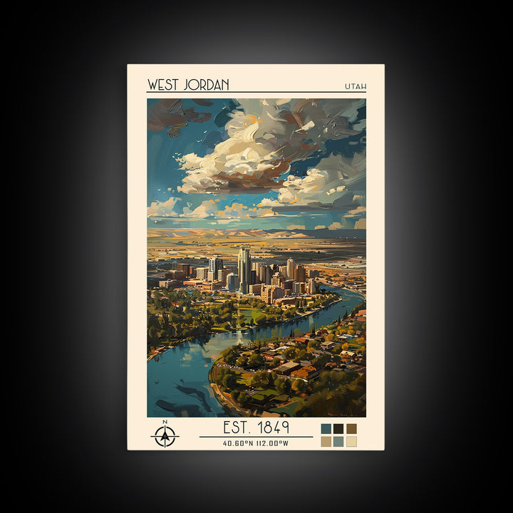 West Jordan Travel Poster, Canvas Print, City Travel Poster, Travel Wall Art, Travel Print, Travel Posters, Vintage Poster, Wall Art