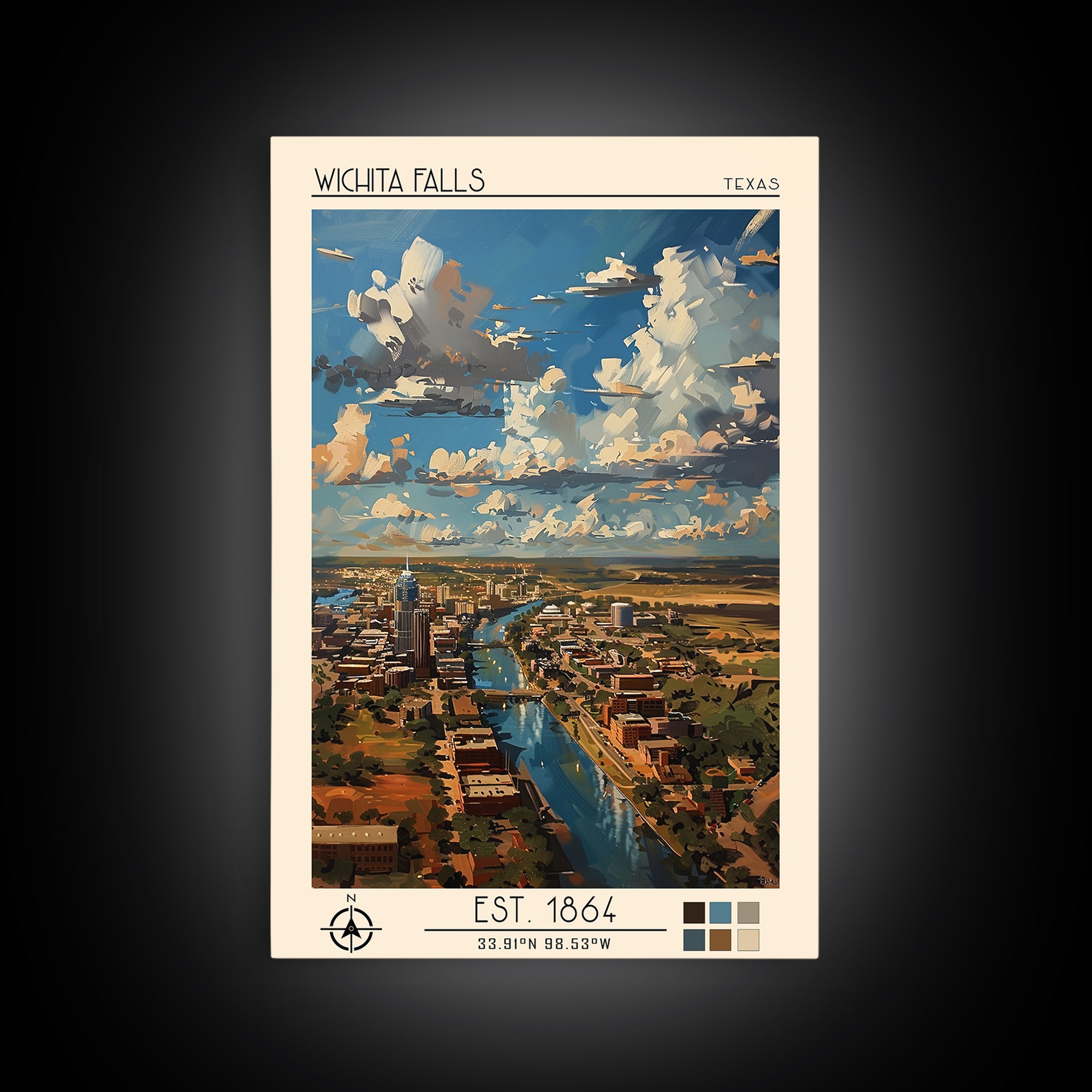 Wichita Falls Travel Poster, Canvas Print, City Travel Poster, Vintage City Poster, Vintage Poster, Travel Art Print, Travel Posters