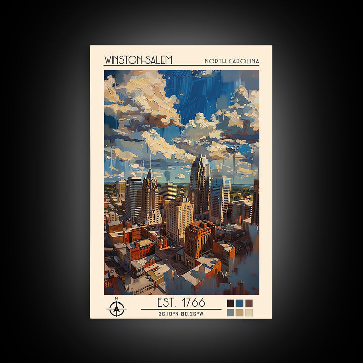 Winston-Salem Travel Poster, Canvas Print, City Art Print, Travel Wall Art, City Travel Poster, Home Office Decor, Travel Wall Decor
