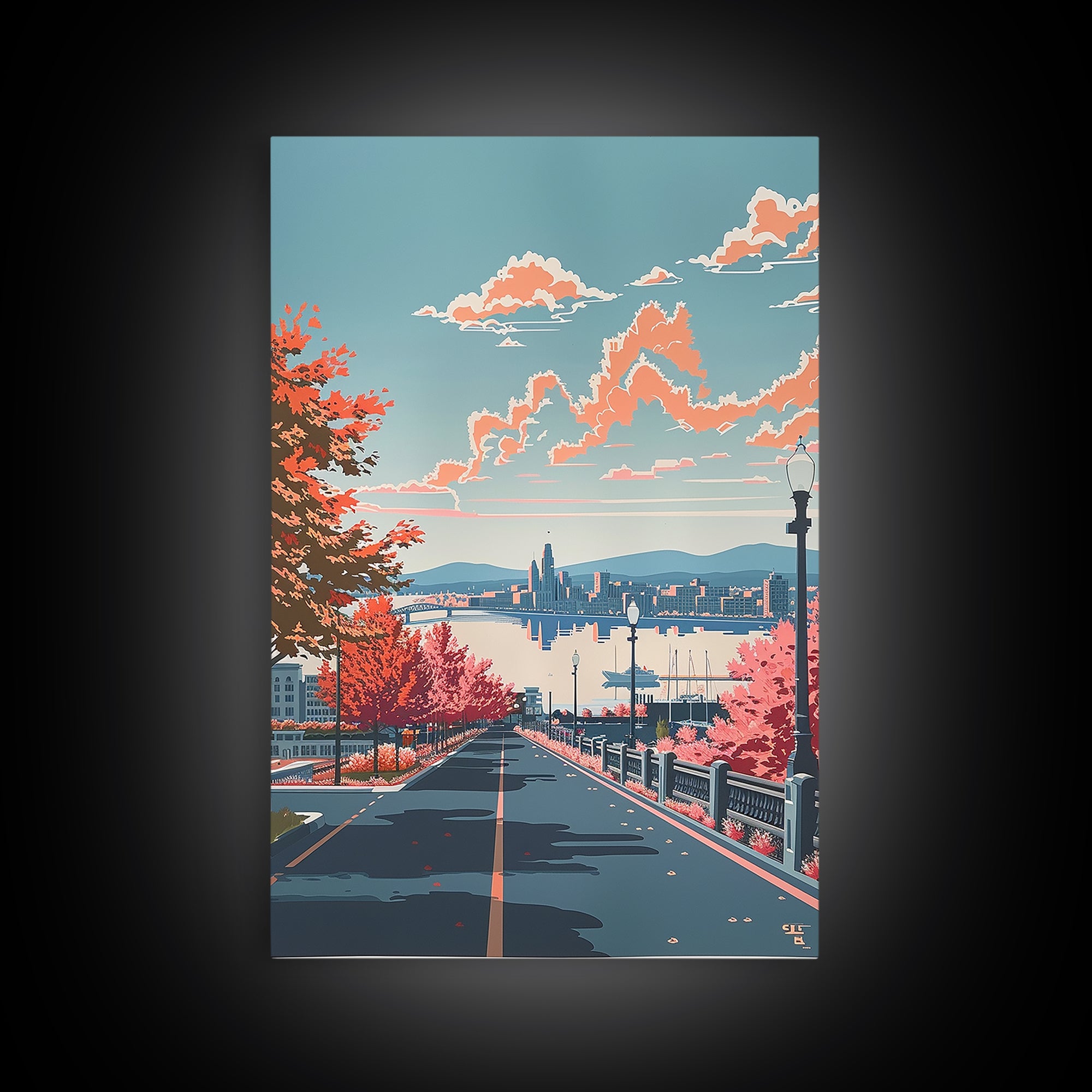 Albany Travel Poster, Framed Canvas Print, Retro Wall Art, Travel Print, Modern Wall Decor, Travel Wall Art, Wall Art, City Wall Art