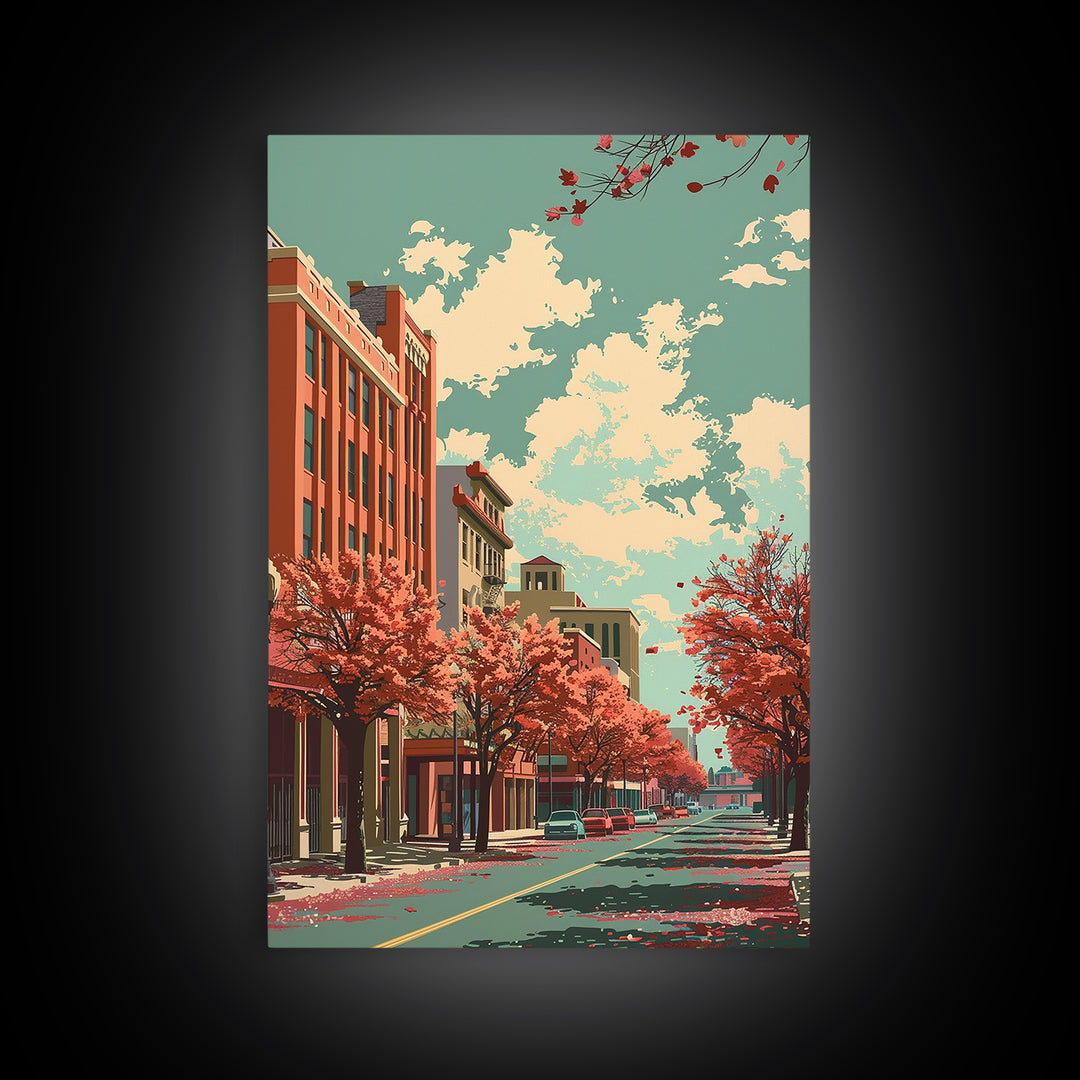 Amarillo Travel Poster, Framed Canvas Print, Retro Travel Poster, City Wall Art, Retro Travel Print, Vintage Travel, Vintage Posters