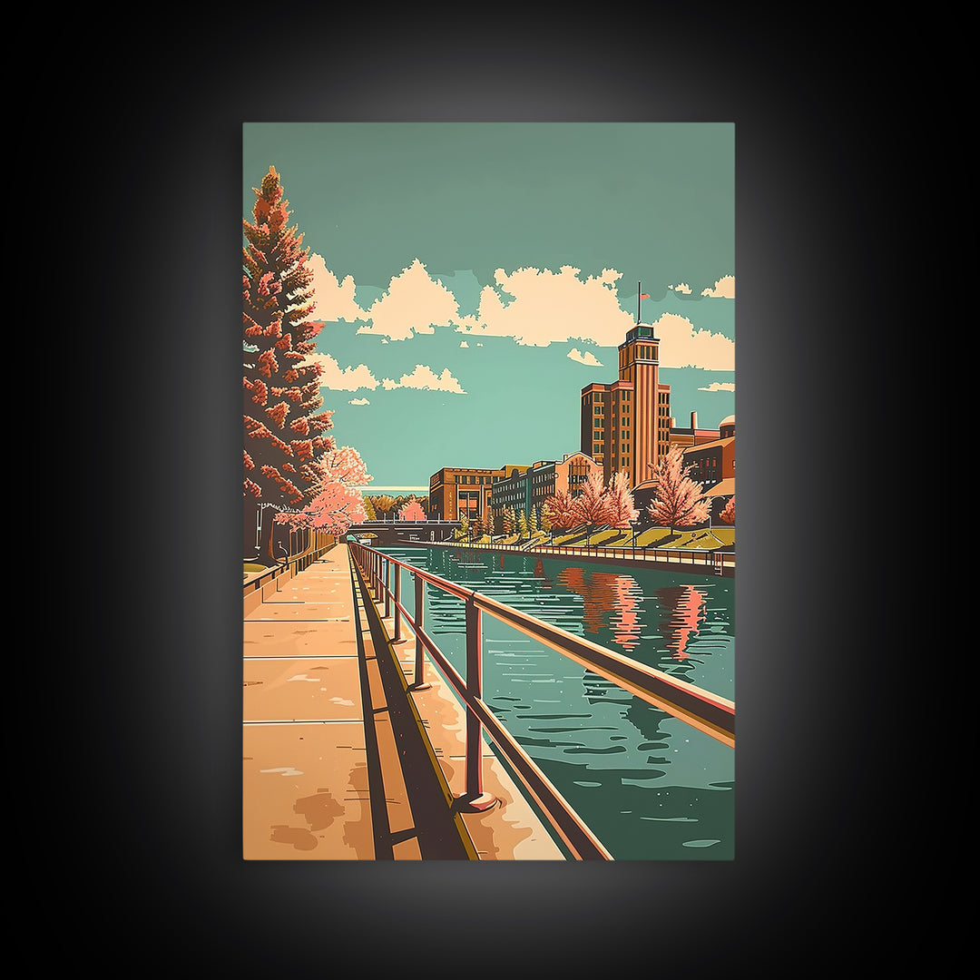 Aurora Illinois Travel Poster, Canvas Print, Travel Prints, Landscape Art, Living Room Wall Art, Modern Wall Decor, Gallery Wall Set